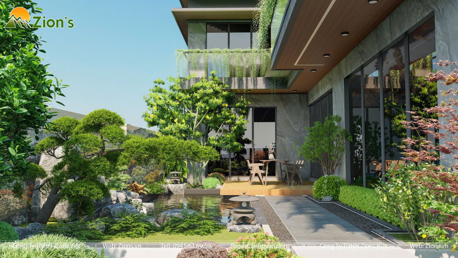 Thiết kế sân vườn biệt thự phong cách Nhật Bản tại Hà Tĩnh